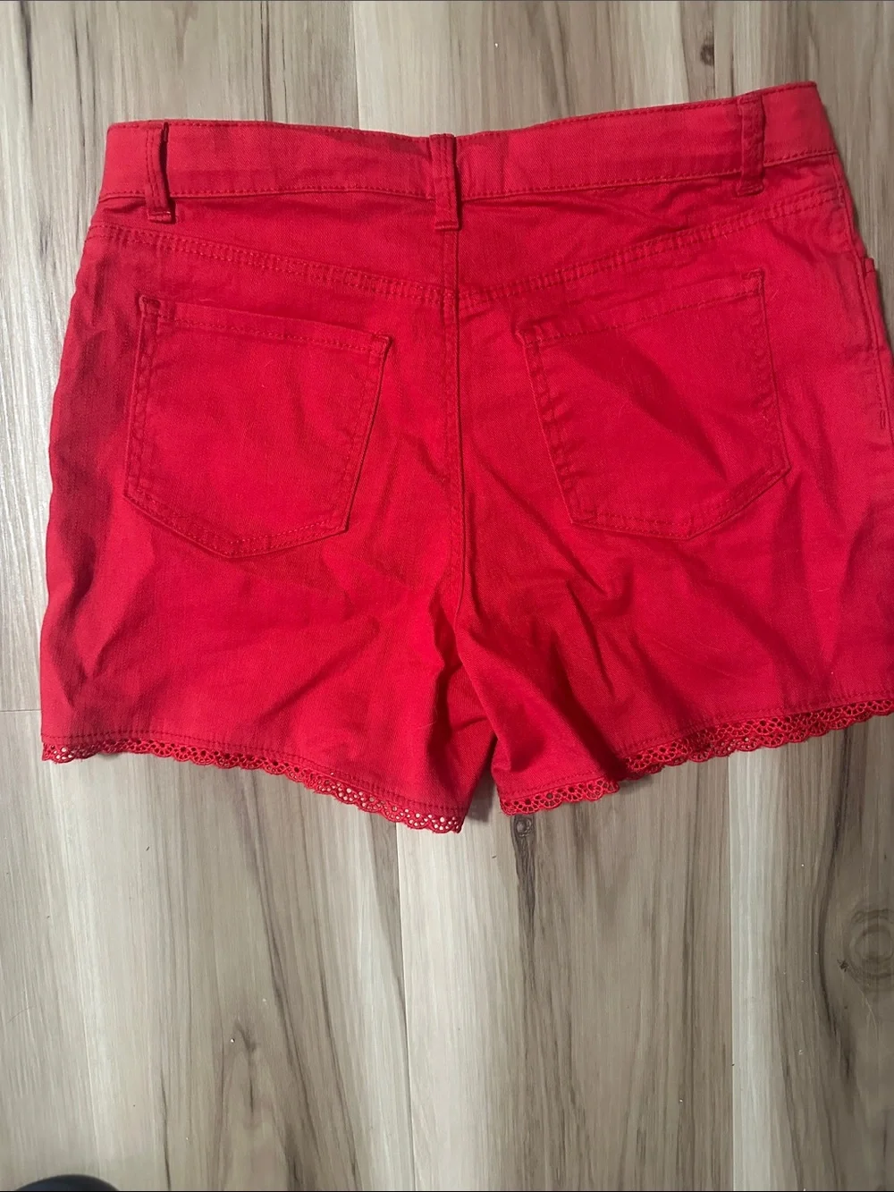 OshKosh B'gosh Red Lace-Hem Girls Shorts